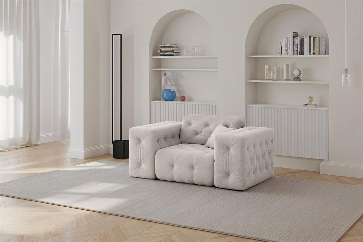SOFASET Chantal In Moly - Creme, Holzwerkstoff/Textil (251/78/96cm) - Fun Möbel