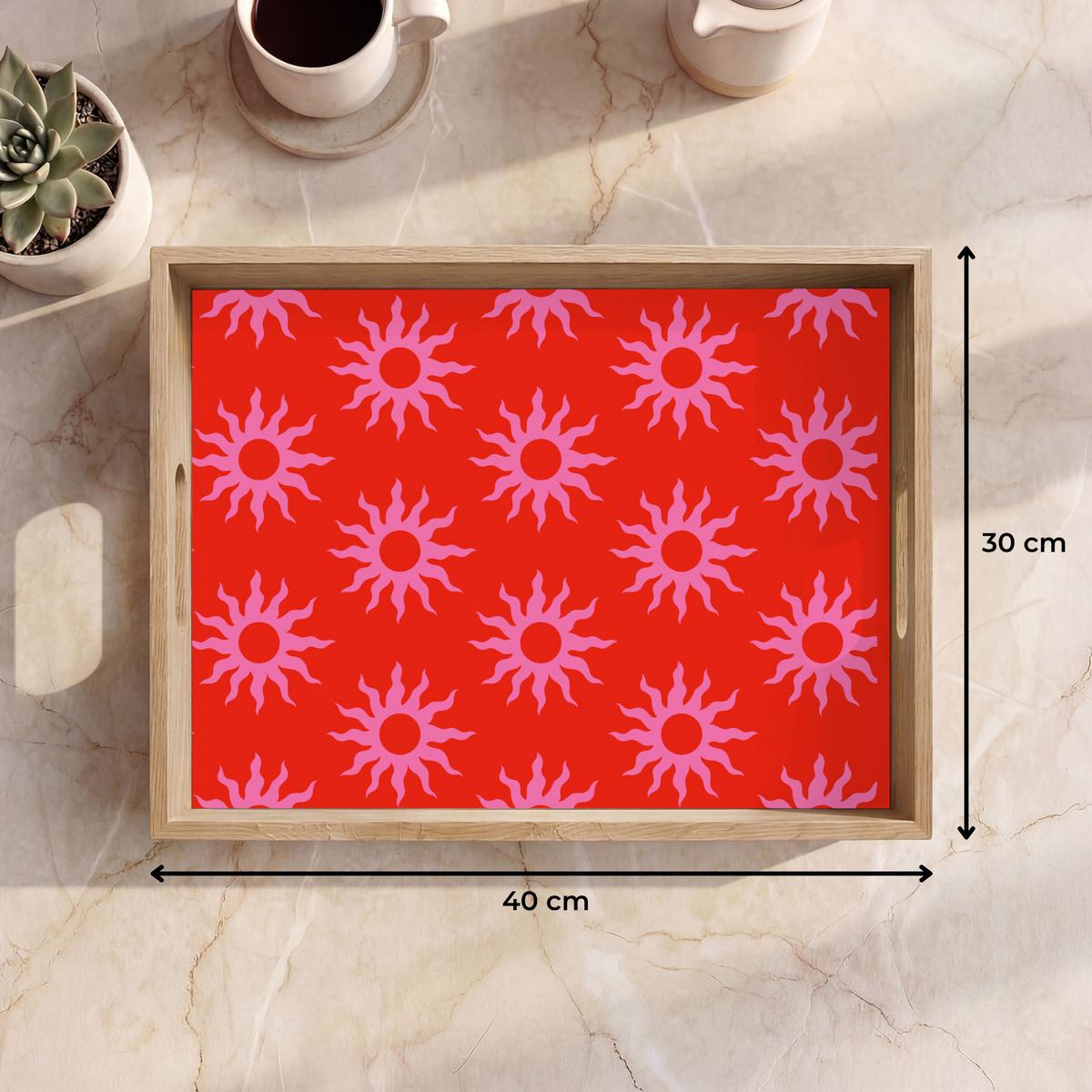 TABLETT Sonnen - Rot - Rosa - Muster - Sommer 40x30 cm - Rot, Holz (40/5/5cm) - OnlyWow