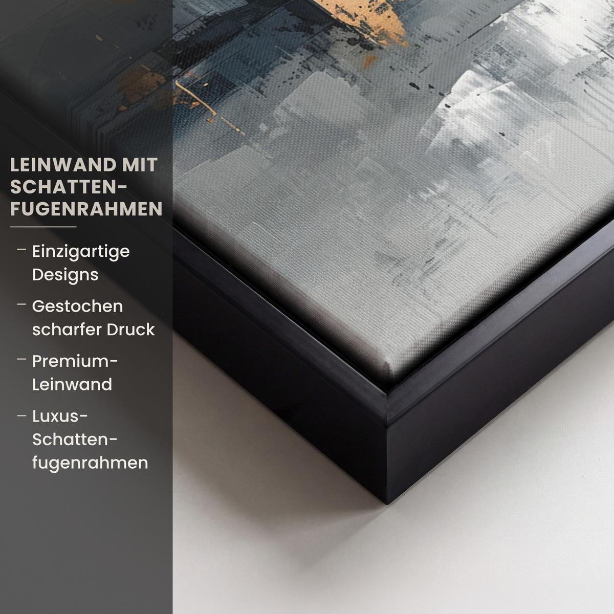 LEINWAND Bilder mit Rahmen - Kunst - Grau - Gold - Abstrakt - 40x30 - Dunkelgrau, Textil (40/30cm) - MuchoWow