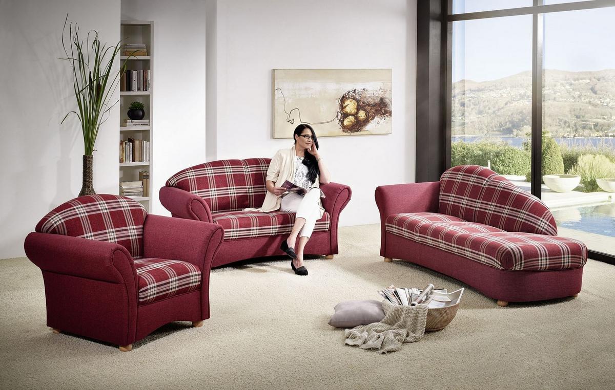 SOFA 2-Sitzer Kama Bezug Flachgewebe Buche natur / rot - Rot, Kunststoff (151/85/81cm) - 58aufmkessel