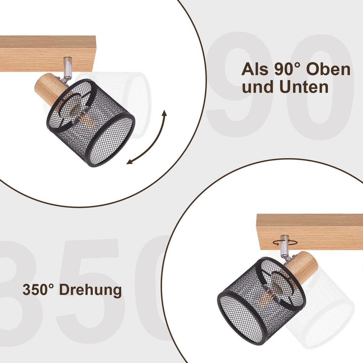 DECKENSTRAHLER Gisela 3-flammig 42/10/14 cm - Schwarz, Metall (42/10/14cm) - Nettlife