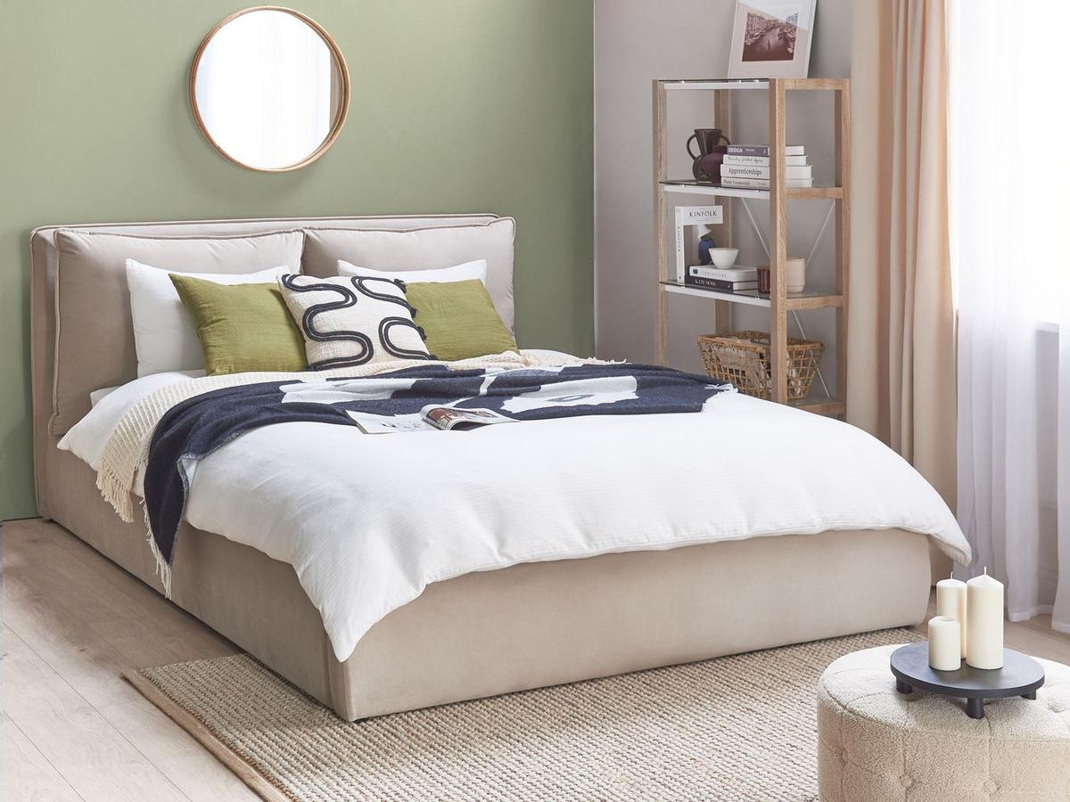 BETT 160/200 cm Beige Bajonna - Beige, Textil (160/200cm) - Beliani