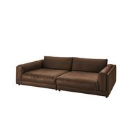 BIG SOFA RAINA Braun Leder - Schwarz/Braun, Leder/Kunststoff (294/85/150cm) - KAWOLA