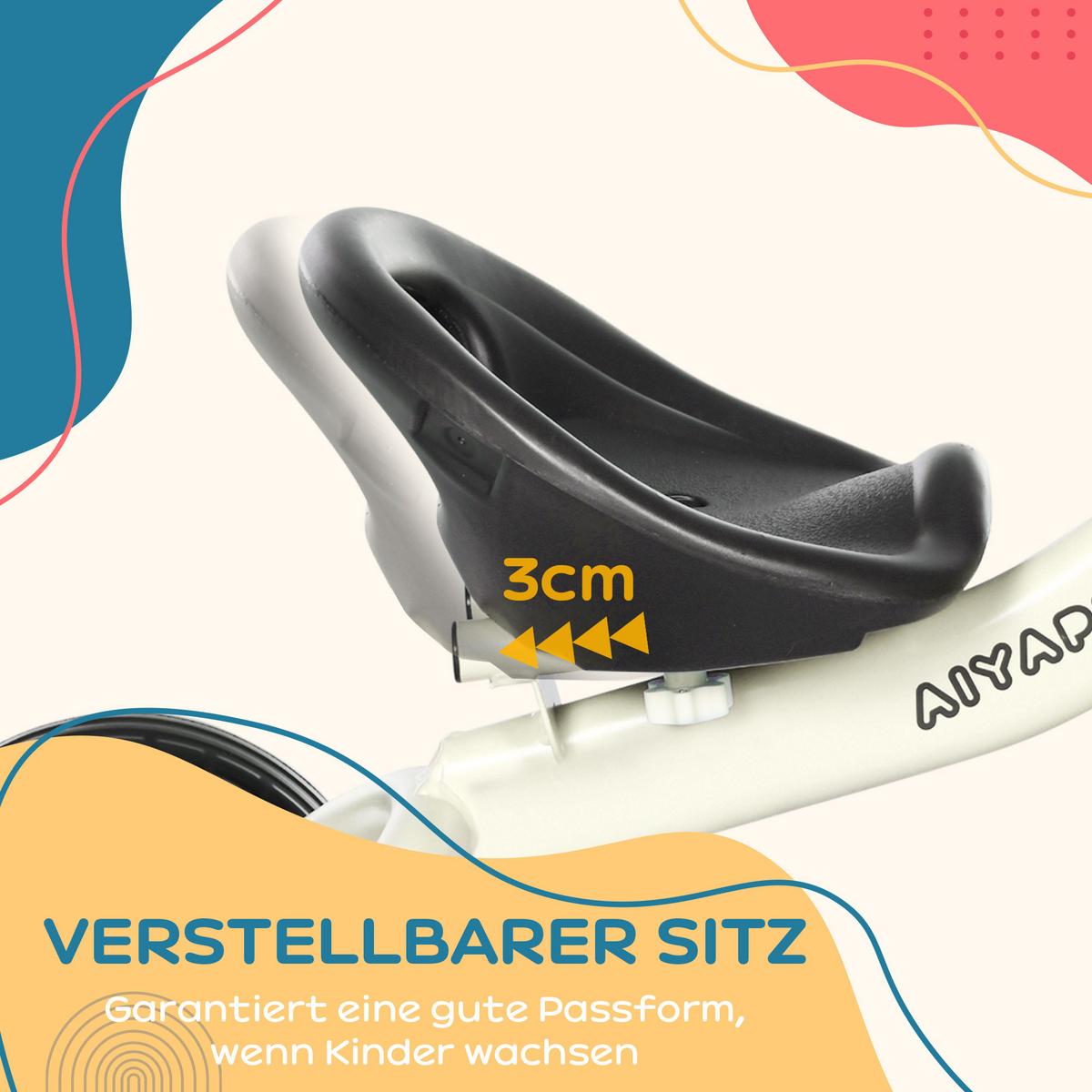 DREIRAD, Kinderfahrrad mit verstellbarer Sitz, Kinderrad für Kinder 2-5 Jahre - Weiß, Metall (70.5/53/58cm) - AIYAPLAY