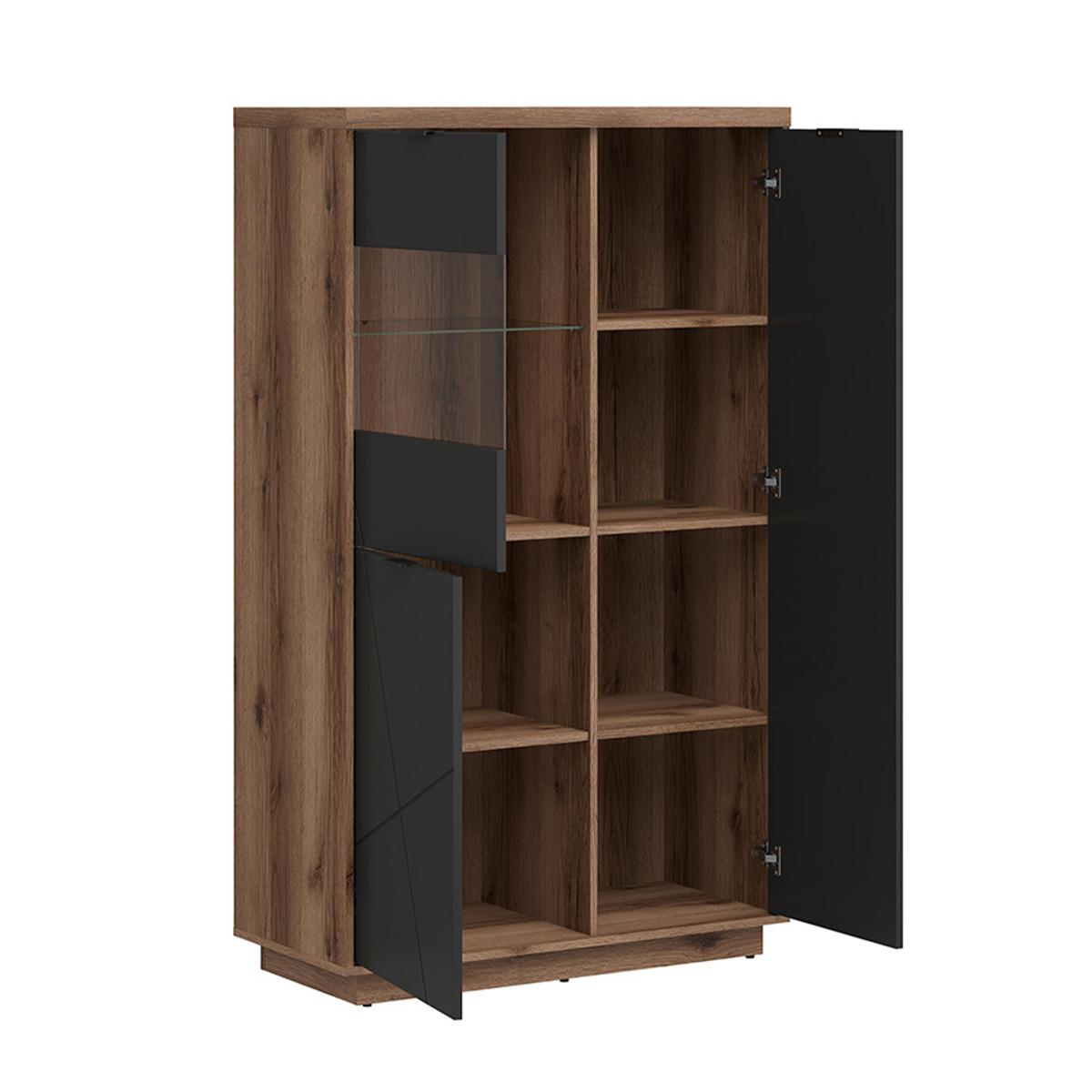 VITRINE Sven Schwarz und Holz - Schwarz, Holzwerkstoff (94/157/43cm) - Petits-meubles