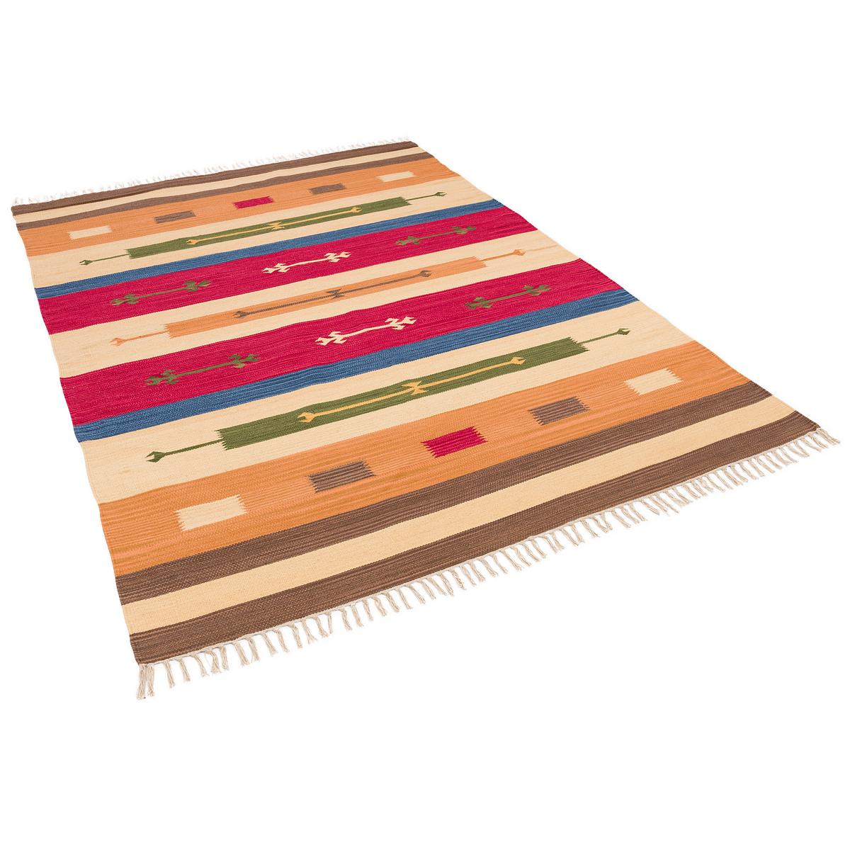 BAUMWOLLE NATUR KELIM TEPPICH LINA MODERN - Multicolor, Textil (90/160cm) - Pergamon