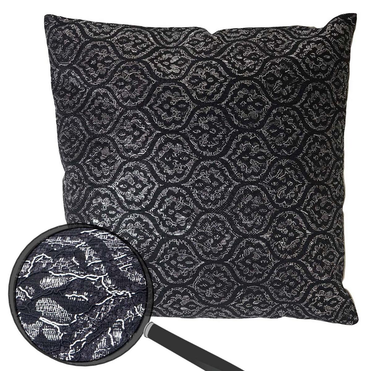 DEKO-KISSEN BAROCK Schwarz, Silber - Silberfarben/Schwarz, Textil (12/45/45cm) - MCW