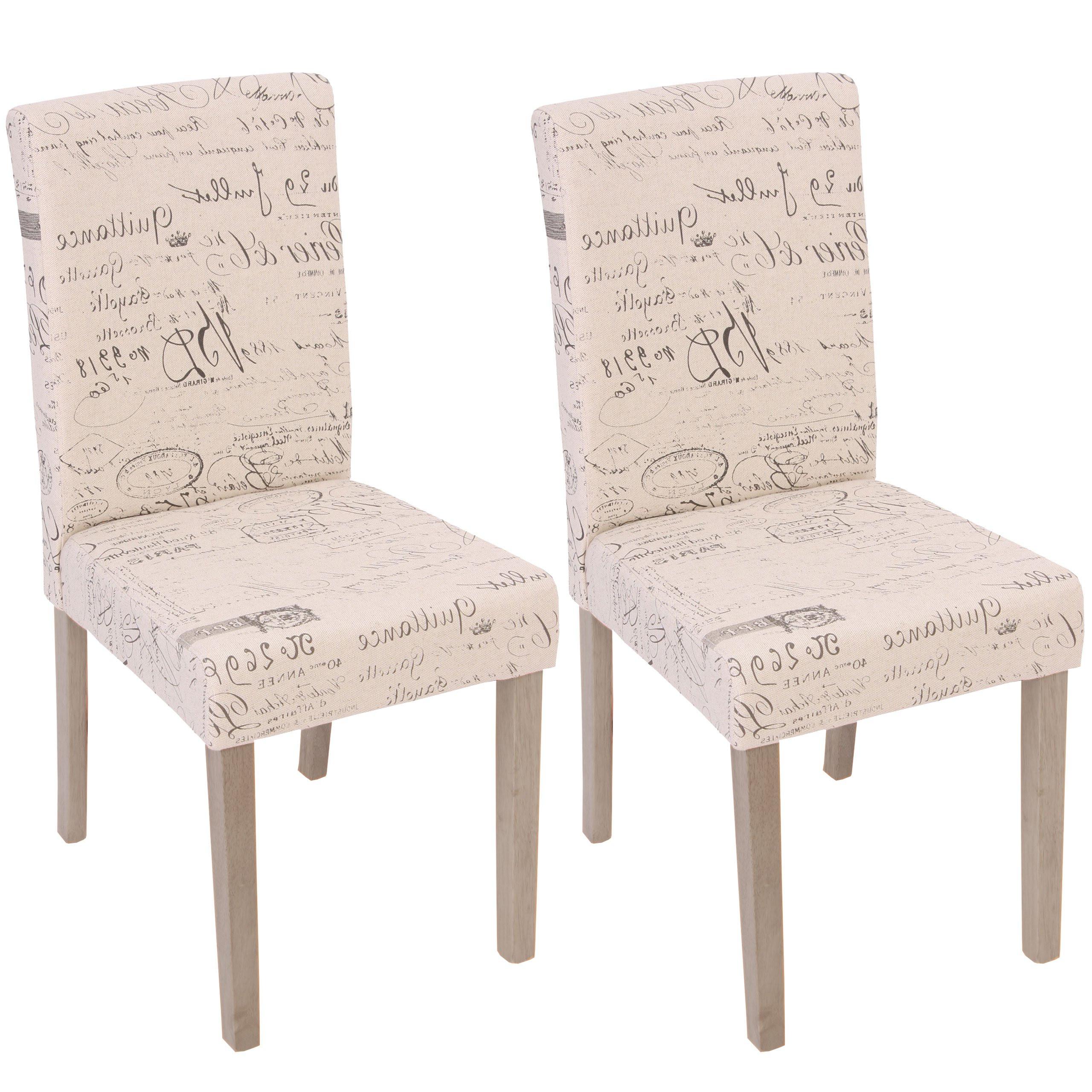ESSZIMMERSTUHL SCHRIFT Beige, Schwarz 2er-Set - Beige/Creme, Textil (43/90/56cm) - MCW