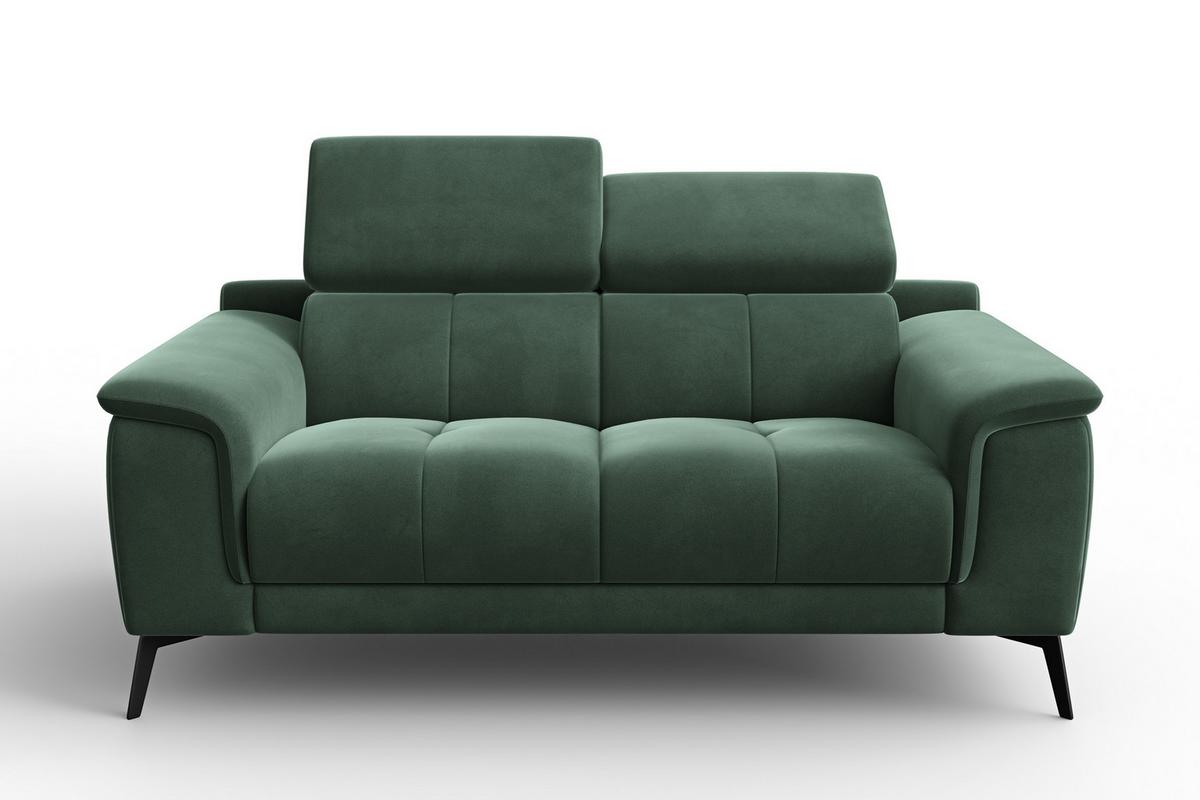 SOFA FIERO 2-Sitzer, Grüner Veloursstoff - Schwarz/Grün, Holz/Textil (170/82/103cm) - Courtois Laville