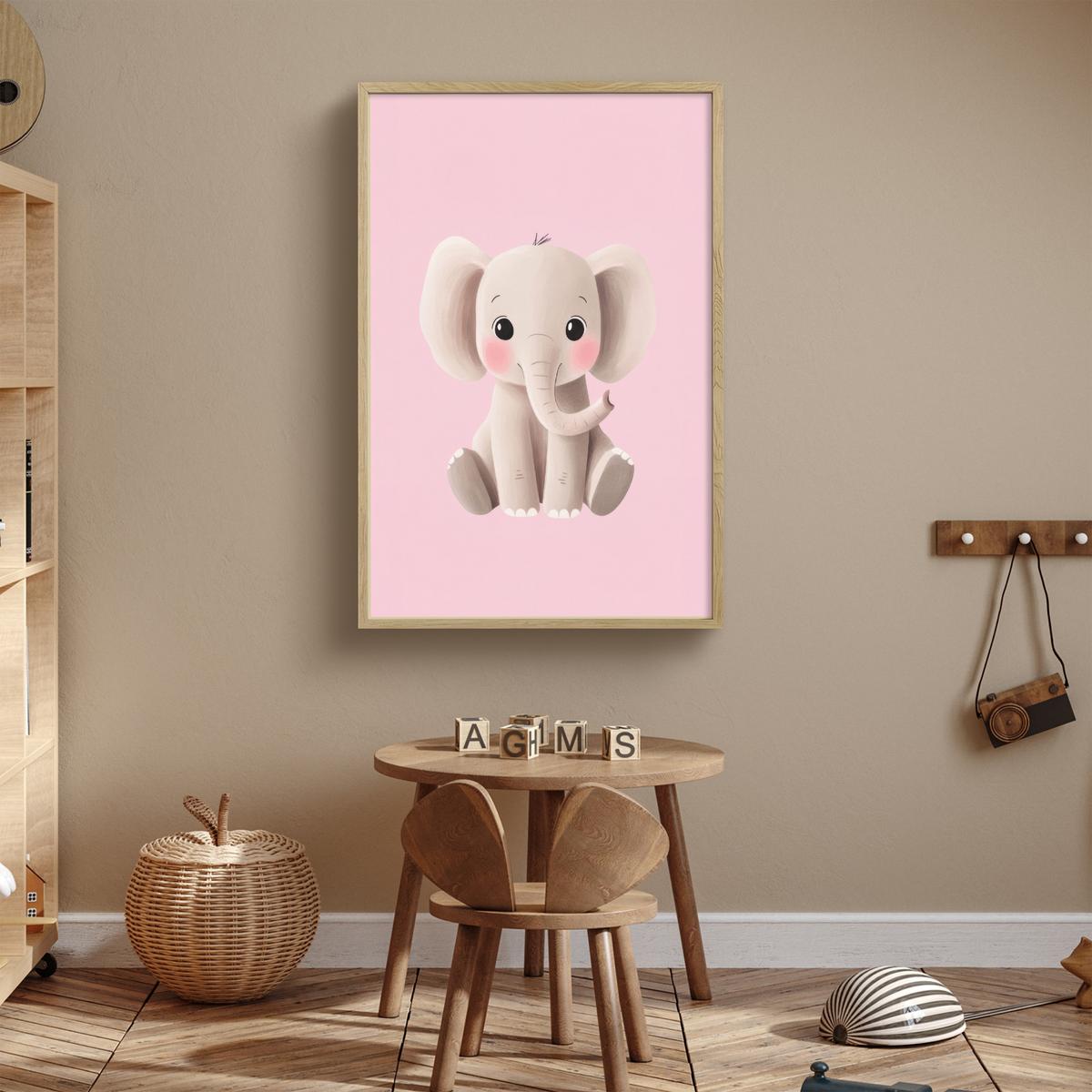 NACHTTISCHLAMPE MIT AKKU Elefant - Baby - Rosa - Cartoon 70x100 cm - Rosa, Holzwerkstoff (8/70/100cm) - OnlyWow