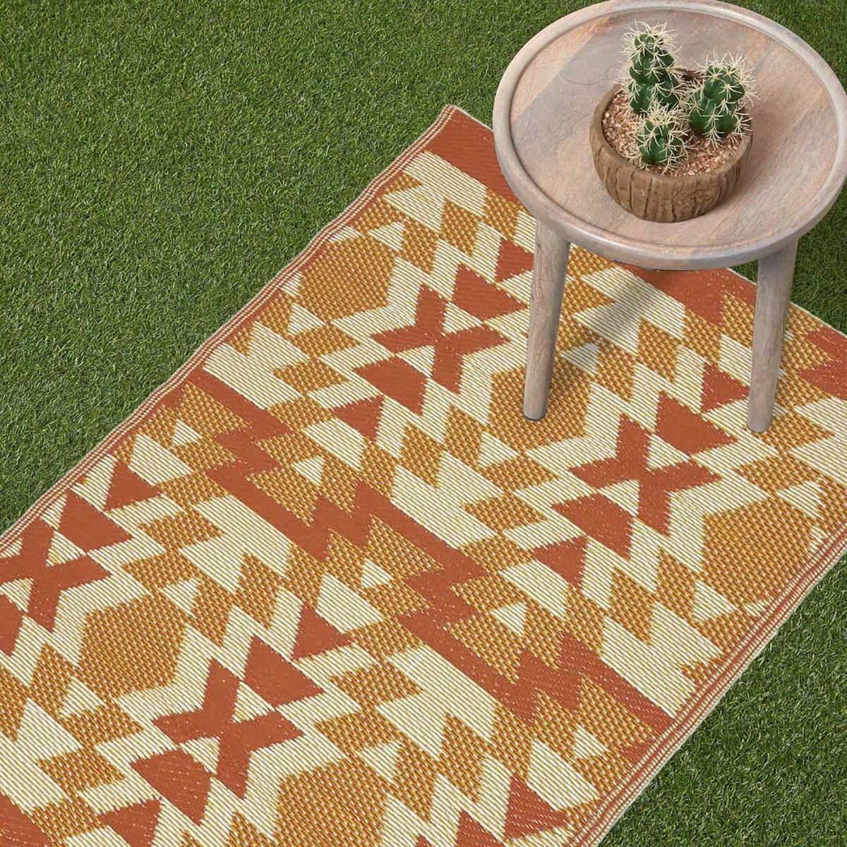OUTDOORTEPPICH-LÄUFER Anya, Ethno-Muster 75/200 cm - Orange, Kunststoff (75/200cm) - Homescapes
