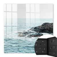 SCHLÜSSELBOX Schwarz 30x30 cm- Türöffnung nach rechts - Meereswellen - Türkis, Metall (30/30/5cm) - TULUP