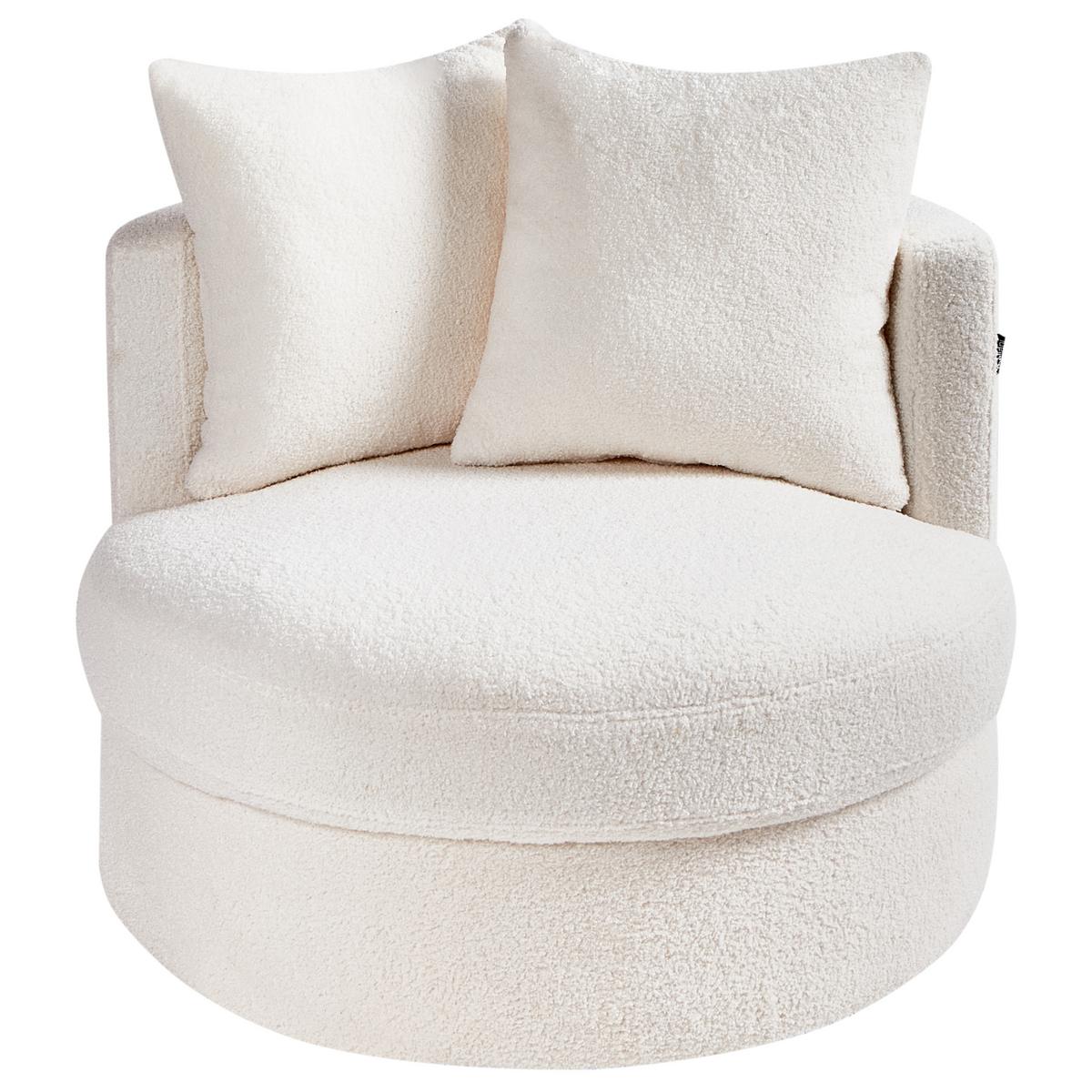 DREHSESSEL Weiß Dalby - Weiß, Textil (82/61/82cm) - Beliani