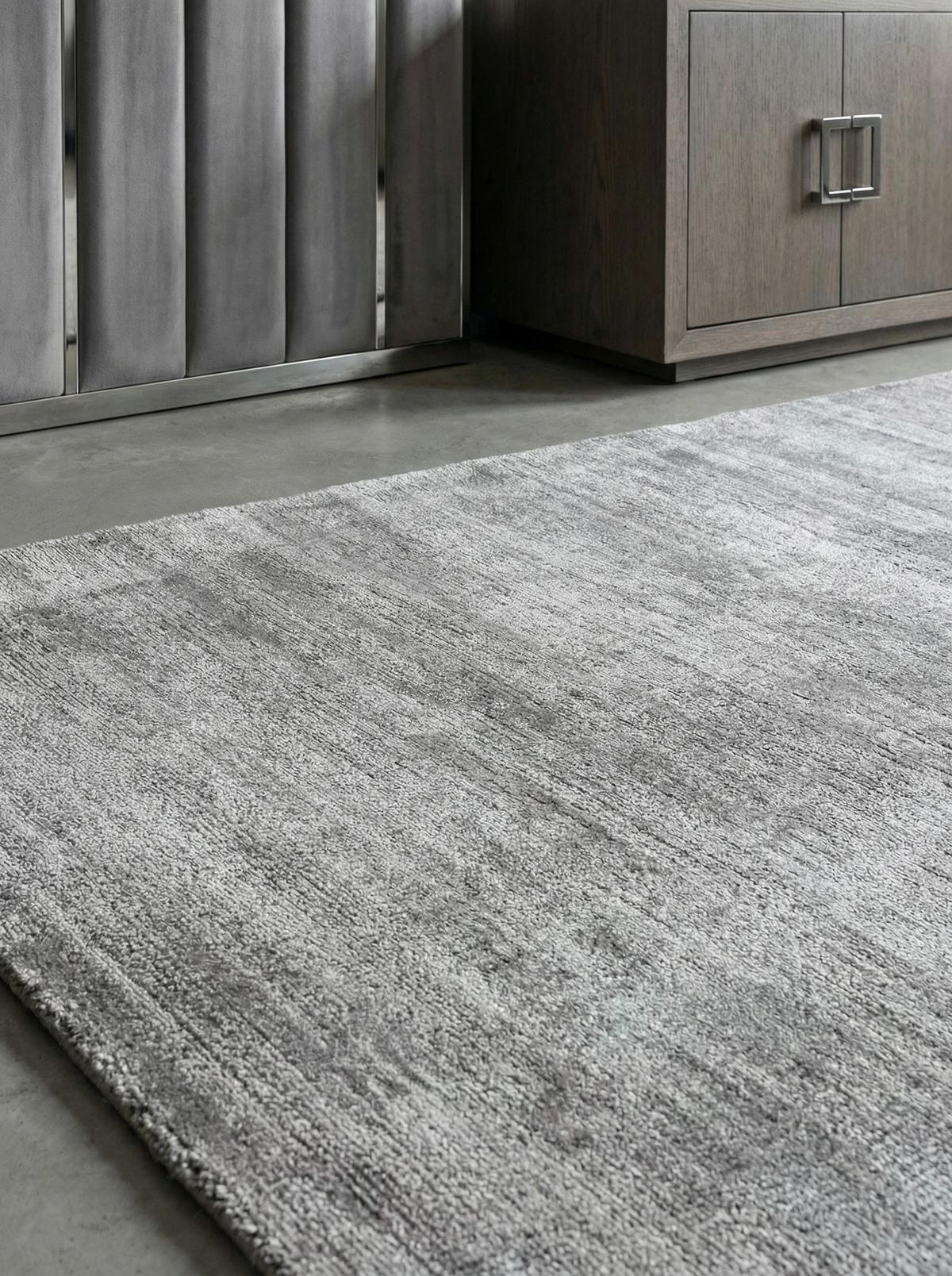 VISKOSETEPPICH handgewebt BARI, einfarbig, Silber, 160 x 230 cm - Silberfarben, Textil (230/160cm) - KADIMA DESIGN