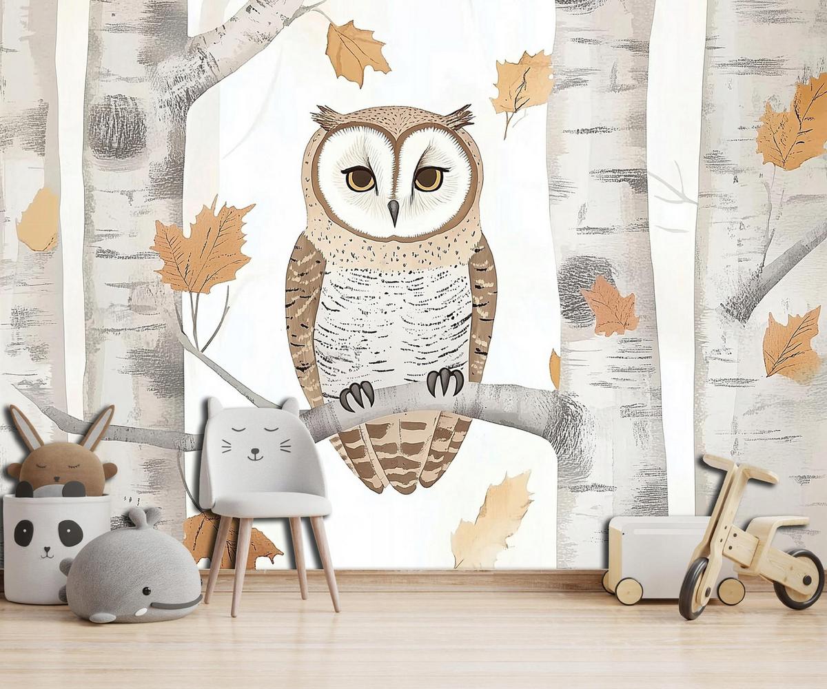 TAPETE Kinderzimmer Tiere Eule 250x175 - Multicolor, Papier (250/175cm) - Wallarena