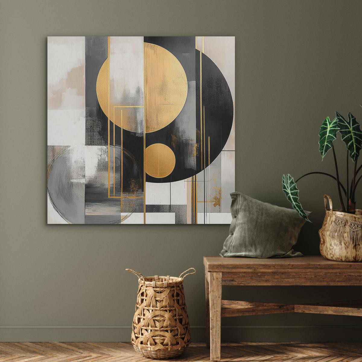 AKUSTIKBILD Abstrakt - Gold - Silber - Formen - Ästhetisch - Modern Akustikpaneele 90x90 cm - Goldfarben, Kunststoff (90/90/0.9cm) - MuchoWow