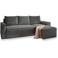 ECKSOFA POTARO Grau Kordstoff mit Schlaffunktion - Grau, Holz/Kunststoff (232/140cm) - MASSENO