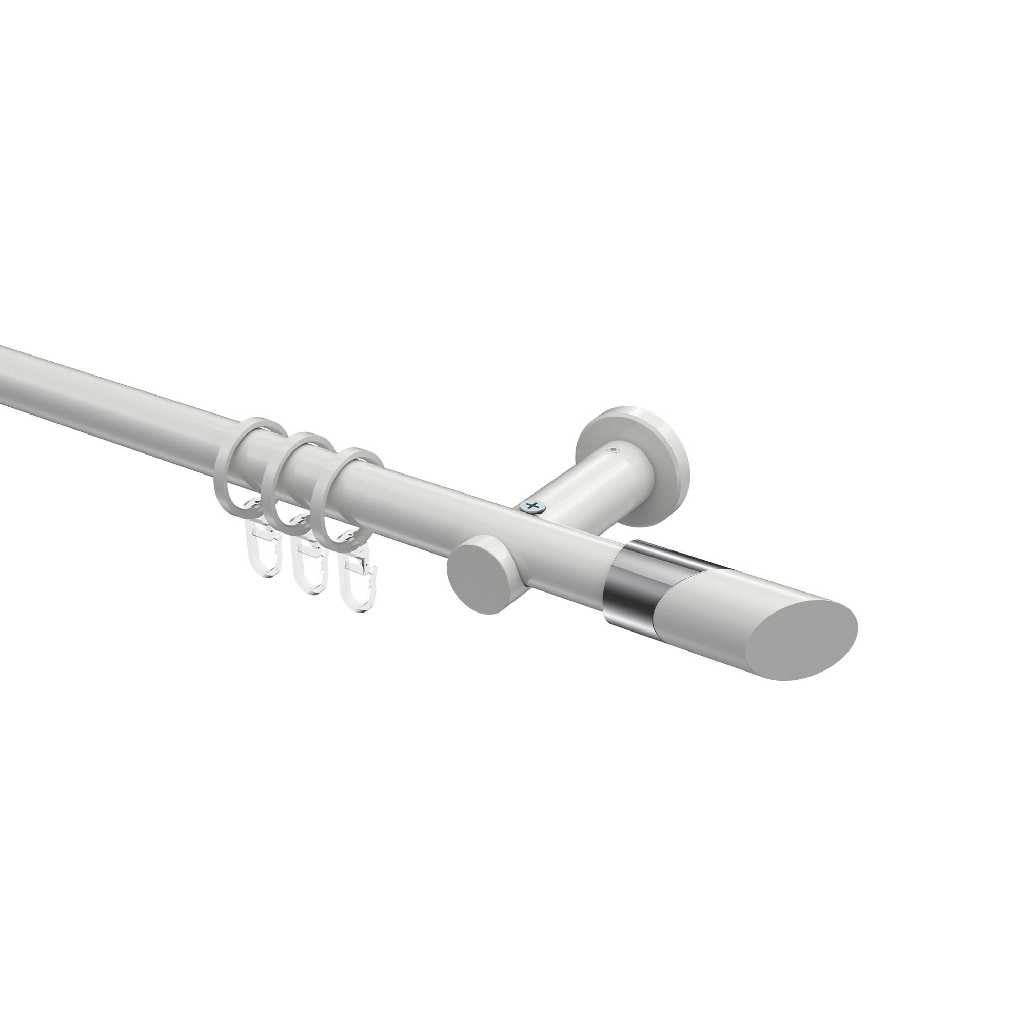 GARDINENSTANGE Platon Verano 400 cm (geteilt in 2 x 200 cm), 1-läufig, 20 mm Ø Weiß - Chromfarben/Weiß, Metall (400cm) - INTERDECO