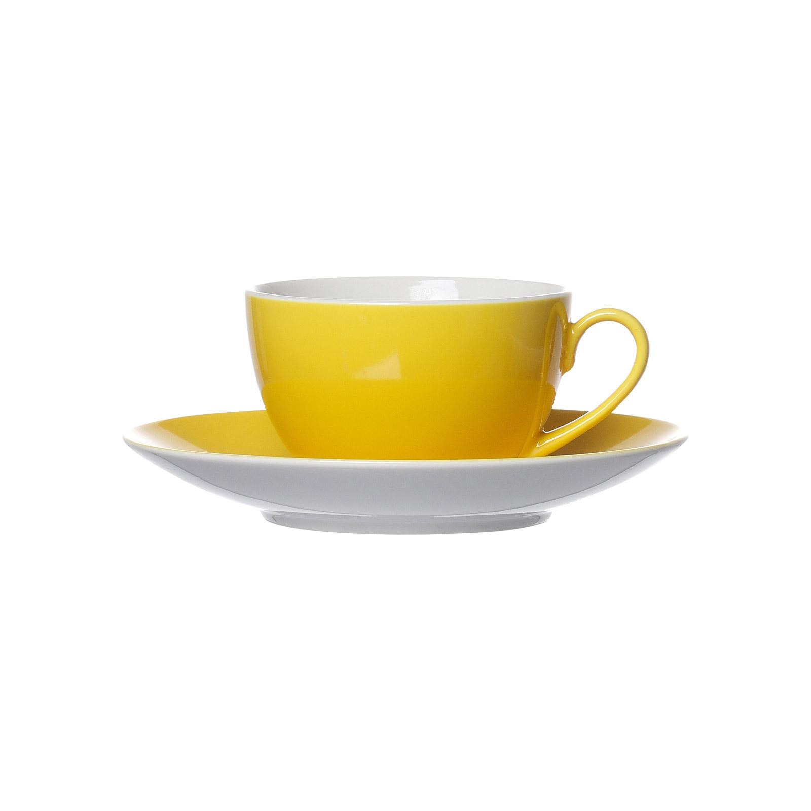 KAFFEETASSE MIT UNTERTASSE Doppio Gelb 200 ml - Gelb, Keramik (16/8/16cm) - Ritzenhoff Breker
