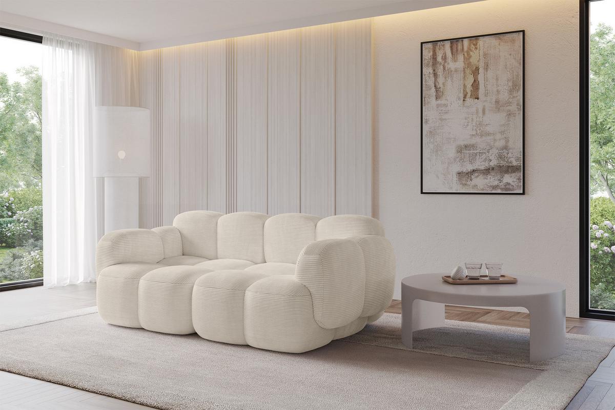 2-SITZER modulares Sofa Miko-S1 214x118x75 cm Beige Cord - Beige/Schwarz, Holzwerkstoff/Kunststoff (214/75/118cm) - ALTDECOR