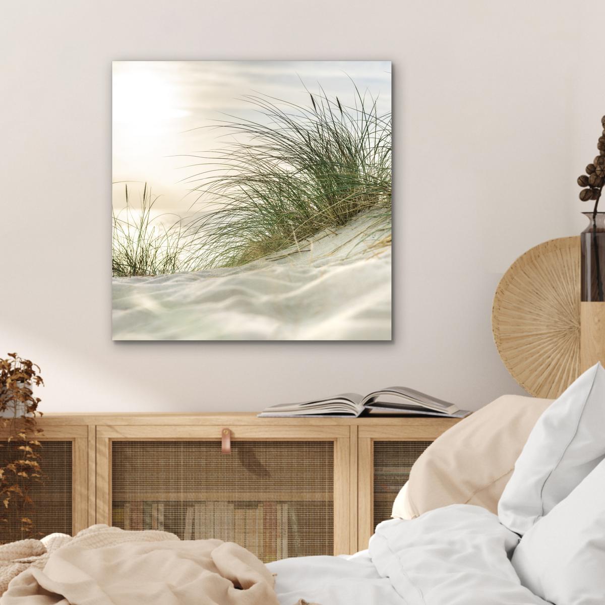 METALLBILD Dünen mit Strandhafer in der Sonne des Nationalparks Schleswig-Holsteinisches Wattenmeer 50x50 cm - Creme, Metall (50/50cm) - MuchoWow