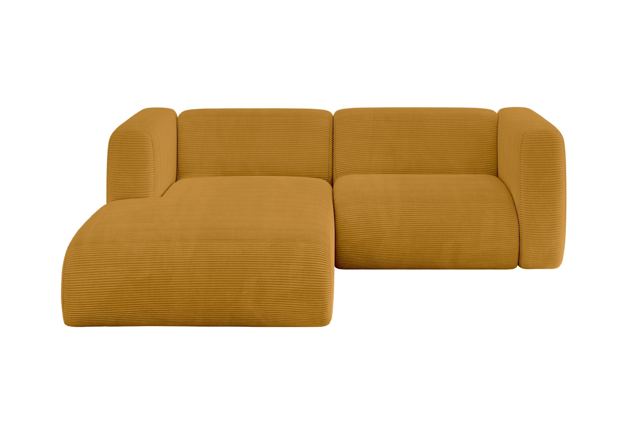 ECKSOFA Ottomane Links MIRA-L1 227x179x89 Senfgelb Cord - Currygelb/Schwarz, Holzwerkstoff/Kunststoff (227/179cm) - ALTDECOR