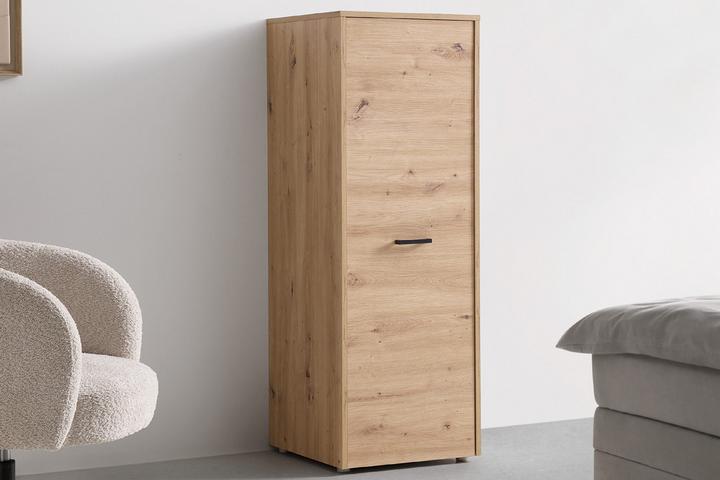Kleiderschrank Artisan Eiche 1 Kleiderstange Bügelgriff Schwarz