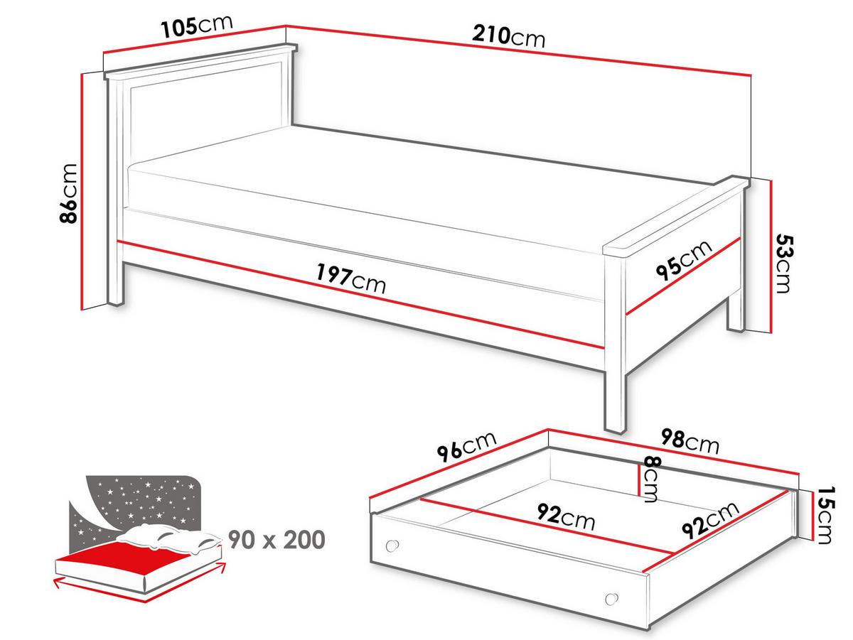 JUGENDBETT Story SO16 mit Bettschublade - Sandfarben/Goldfarben, Holzwerkstoff/Kunststoff (90/200cm) - MIRJAN24