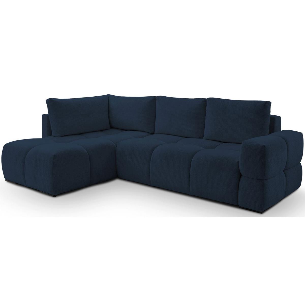 ECKSOFA Taremi mit Chenillebezug Marineblau, beidseitig - Schwarz/Dunkelblau, Textil (267/185cm) - Selsey