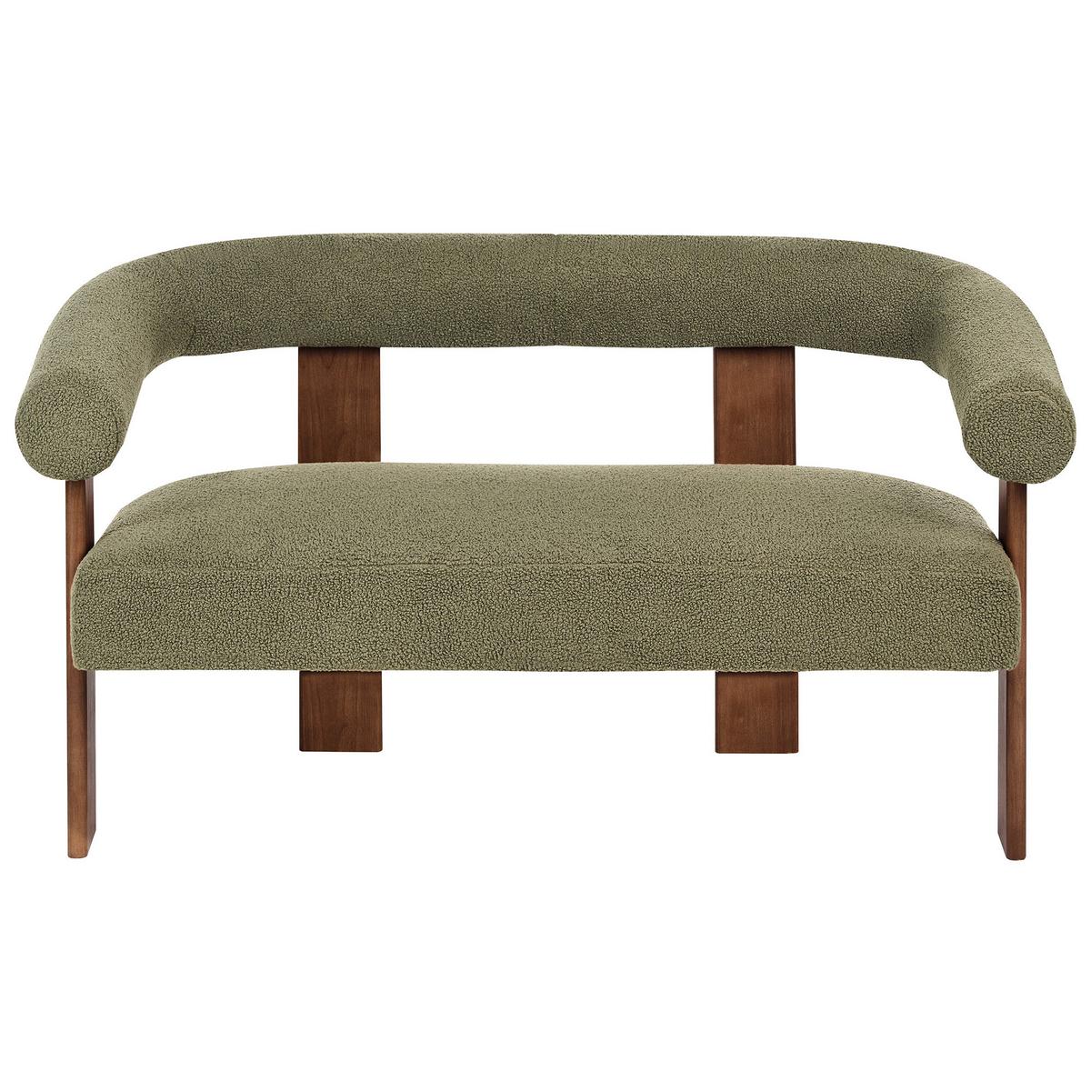 2-SITZER-SOFA Bouclé Grün/Dunkelbraun Ilbro - Braun/Grün, Textil (138/76/68cm) - Beliani