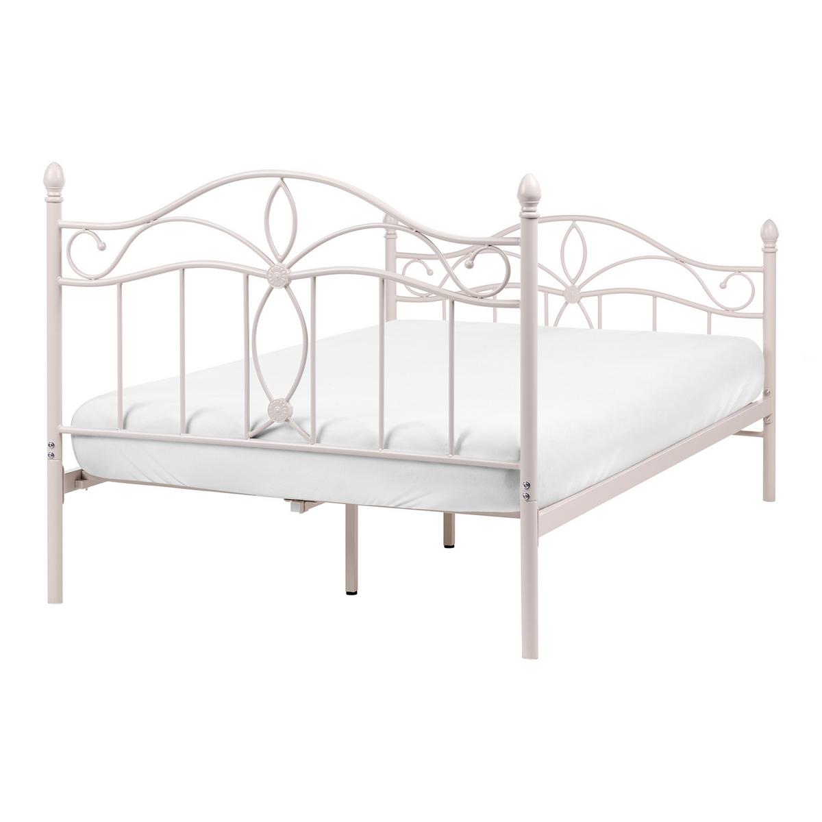 BETT mit Lattenrost 120/200 Stahl Hellbeige Antlia - Beige, Metall (120/200cm) - Beliani