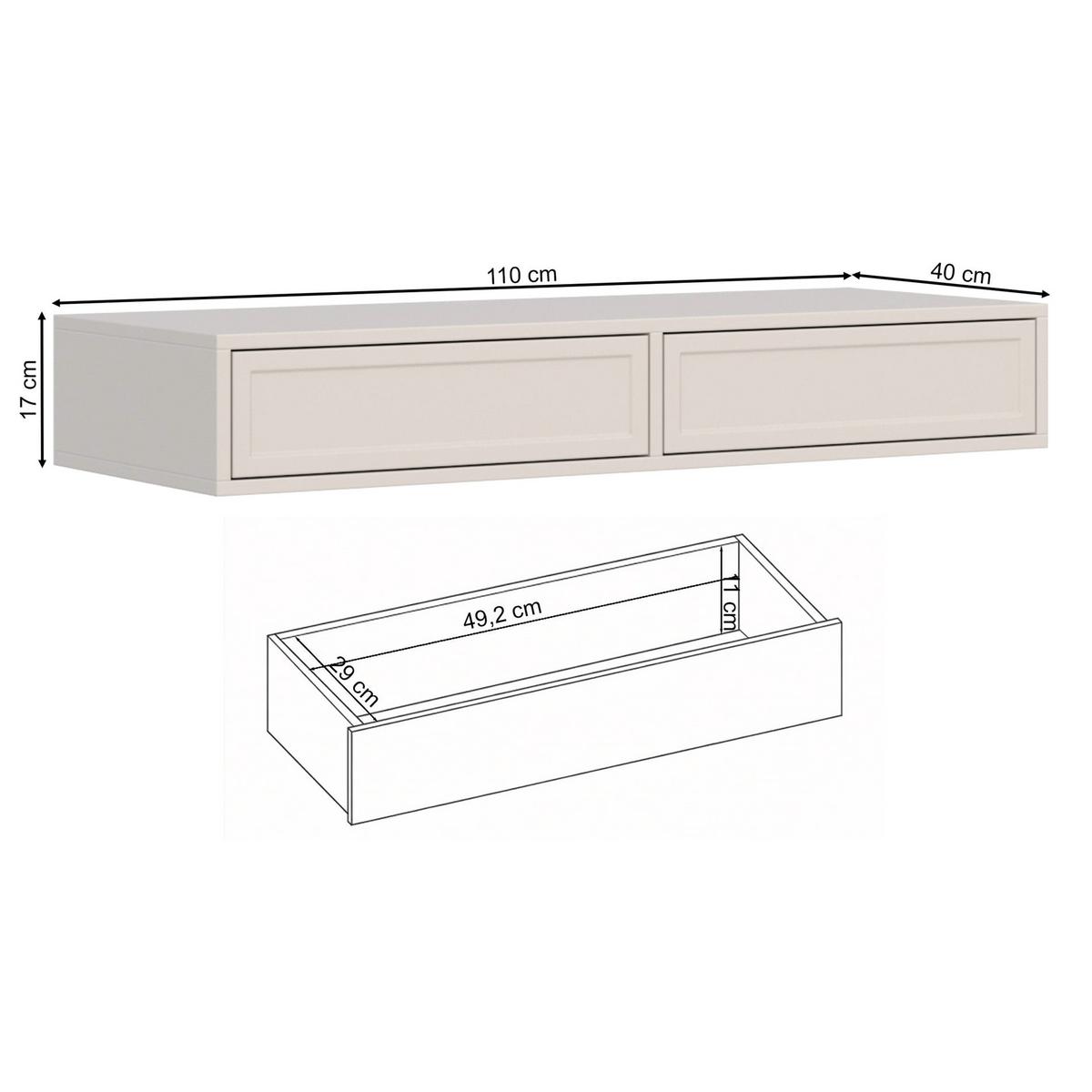 WANDKONSOLE Velveto Weiß 110 cm - Weiß, Holzwerkstoff (110/17/40cm) - Selsey