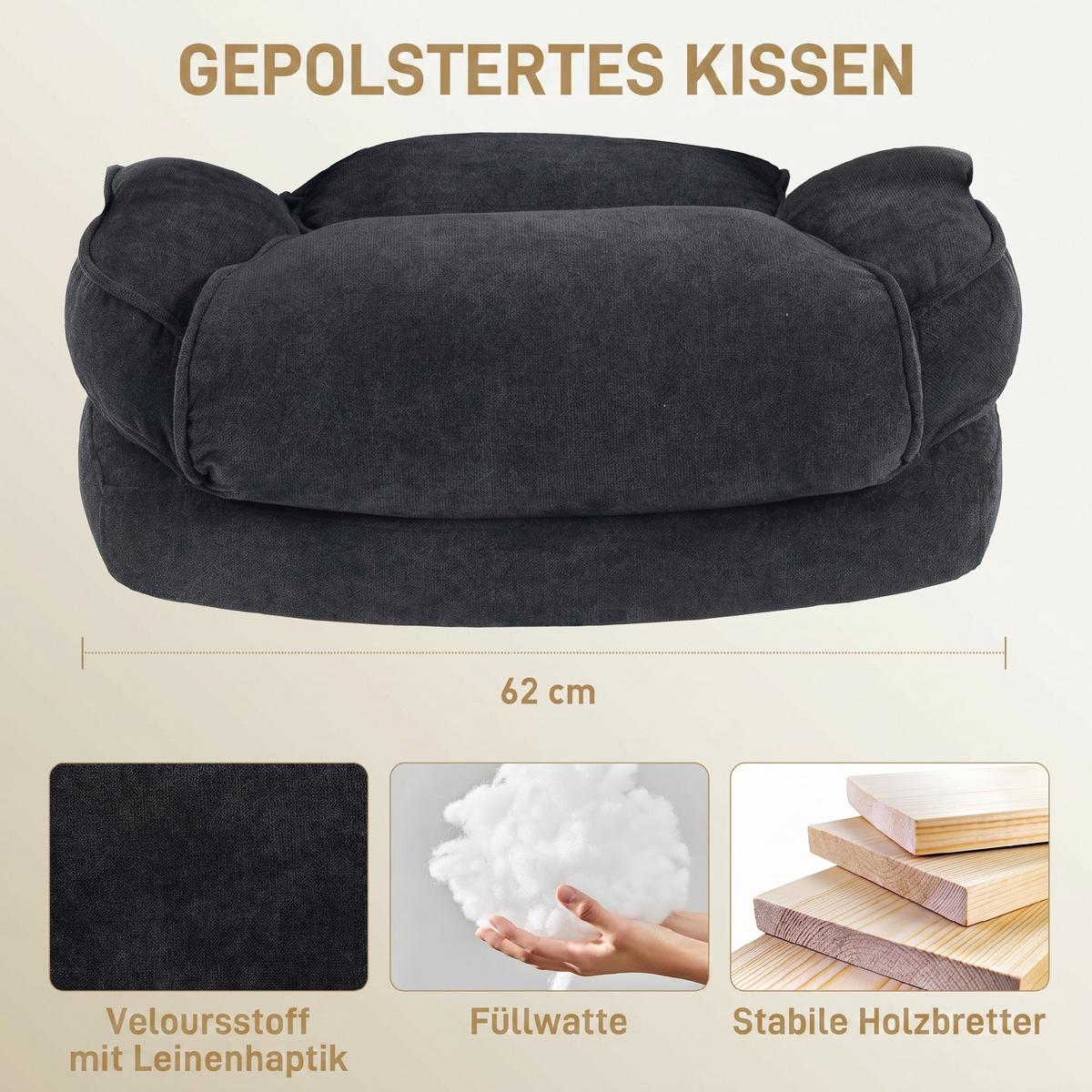 CHEFSESSEL Polyester Schwarz - Schwarz, Textil/Metall (68.5/125/79cm) - HOMCOM