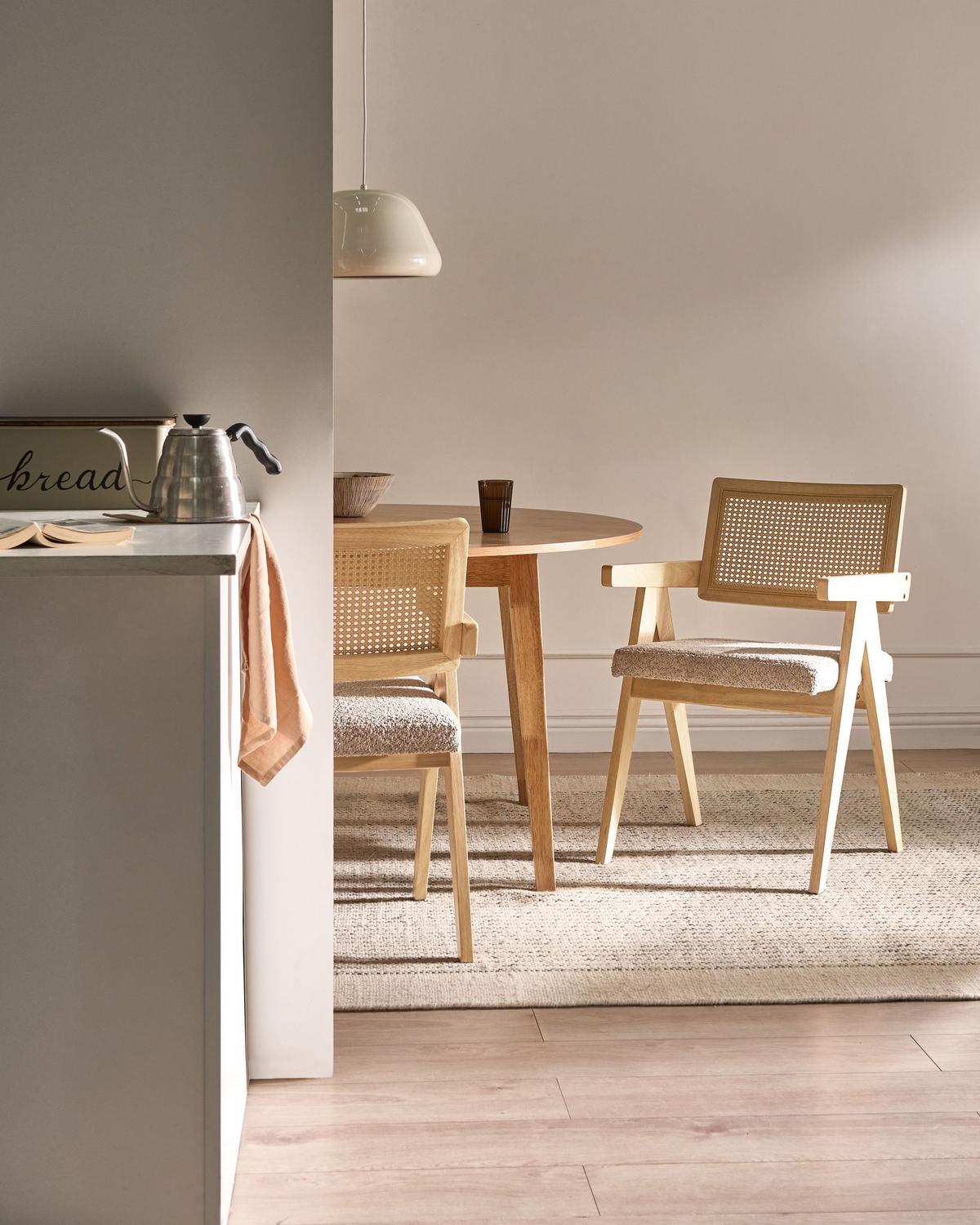 ESSZIMMERSTUHL 2er-Set Hellbraun Ava - Hellbraun/Beige, Holz (55/85/62cm) - Beliani