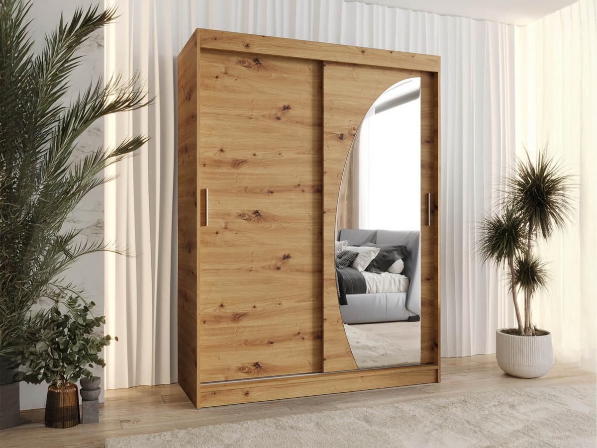 SCHWEBETÜRENSCHRANK Wika 150 cm mit Schubladen - Silberfarben/Eiche Artisan, Holzwerkstoff/Kunststoff (150/200/62cm) - MIRJAN24