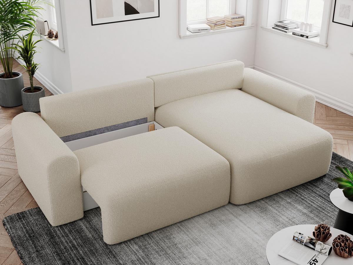 ECKSOFA NELSON Beige Boucle - Beige/Schwarz, Kunststoff/Textil (274/152cm) - MKS