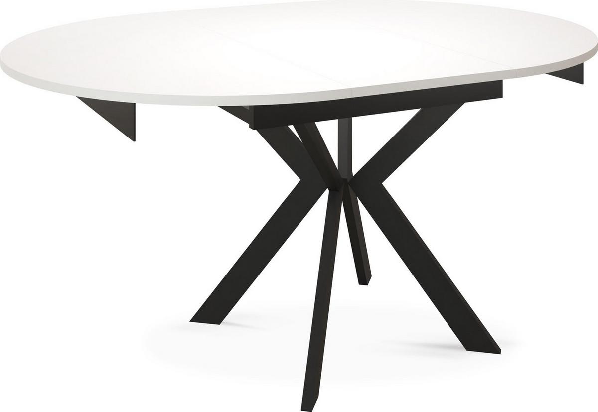 ESSTISCH Lily runder ausziehbarer, Weiß 100-140/100/76 cm - Schwarz/Weiß, Holzwerkstoff/Metall (100/100/76cm) - WFL GROUP