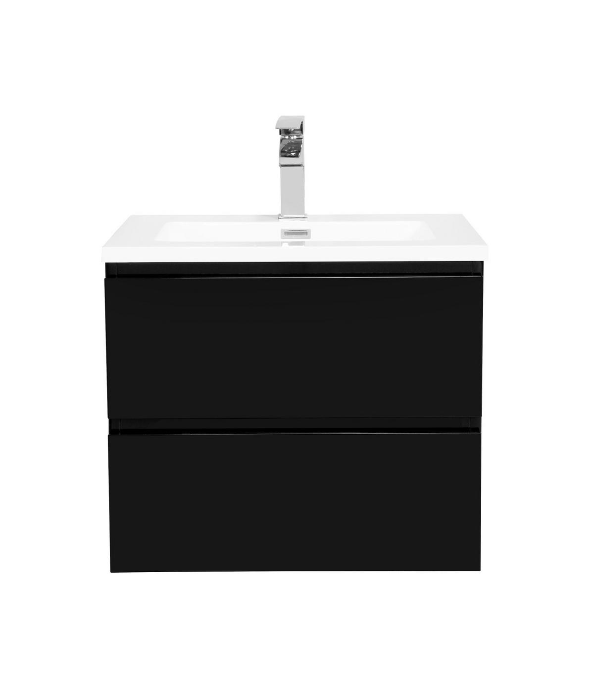 WASCHTISCHKOMBINATION Angela 2 Teile - Schwarz Matt - 60 x 48 x 52 cm - Schwarz/Weiß, Holz (60/52/48cm) - Badplaats