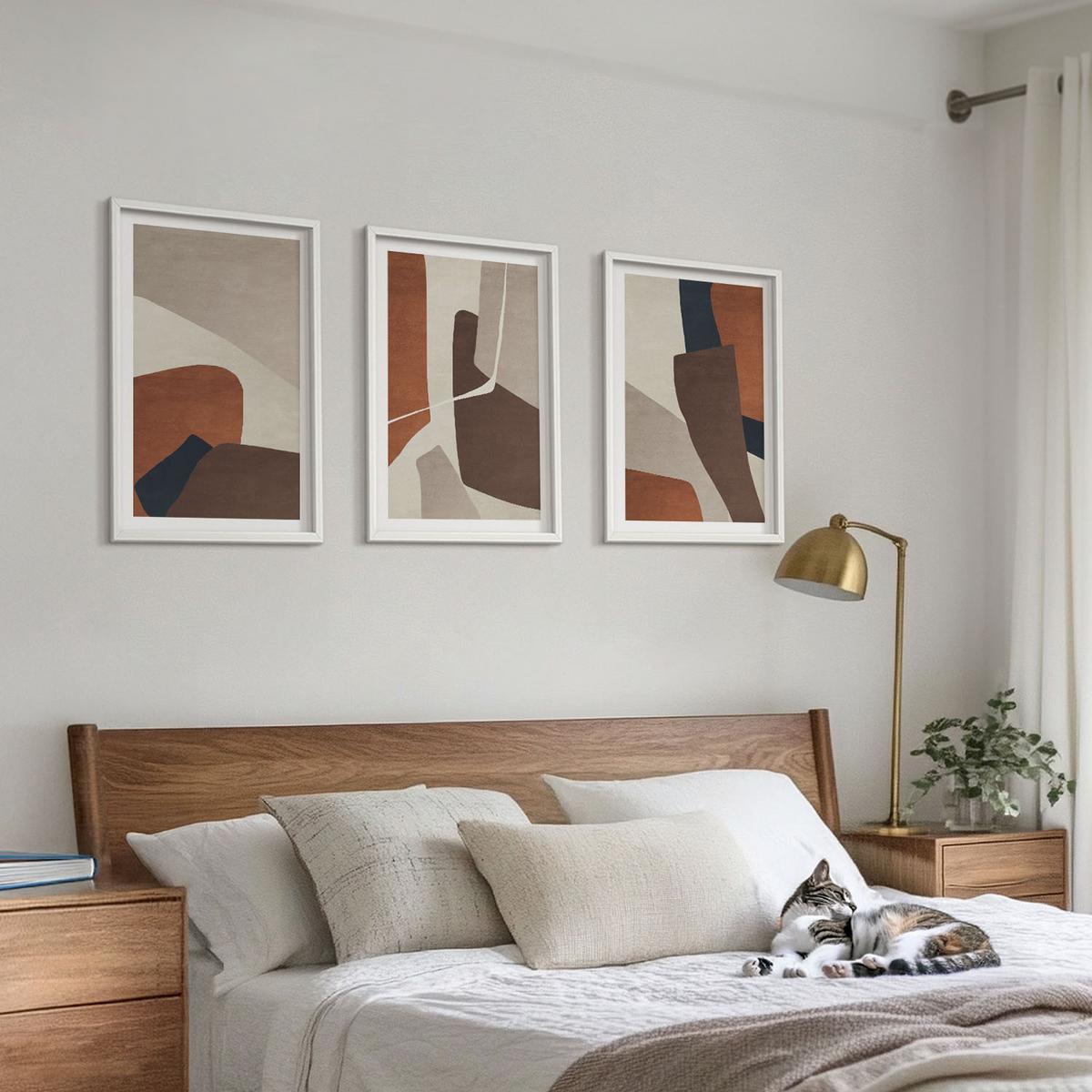 BILDER SET 3er Set - 40x60 cm Weißer Rahmen - Abstrakte moderne Strukturen - Weiß, Kunststoff (40/60cm) - TULUP