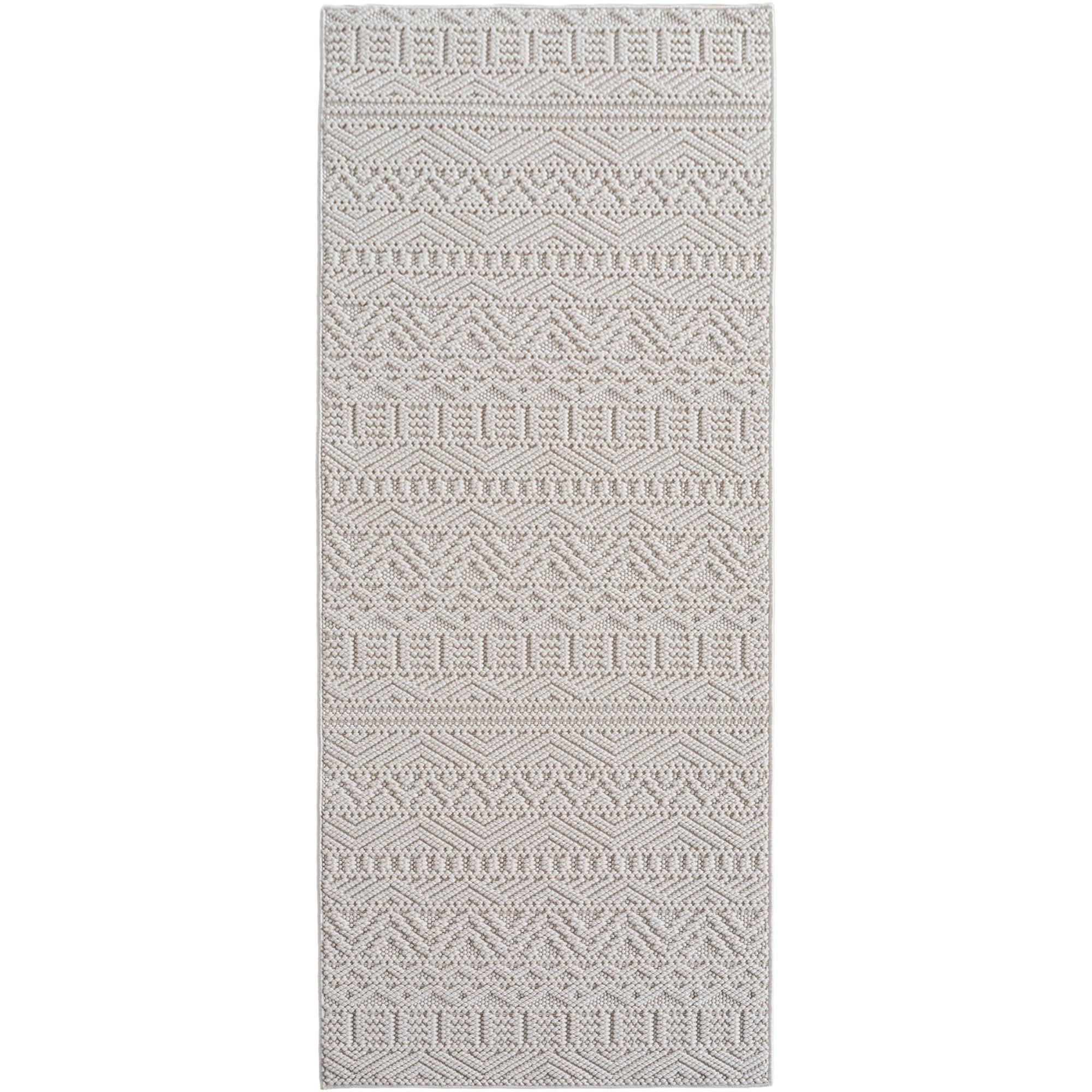 TEPPICH Flachgewebe LANGAU in Creme, mit Ethno-Streifen, 80 x 250 cm - Creme, Textil (80/250cm) - KADIMA DESIGN