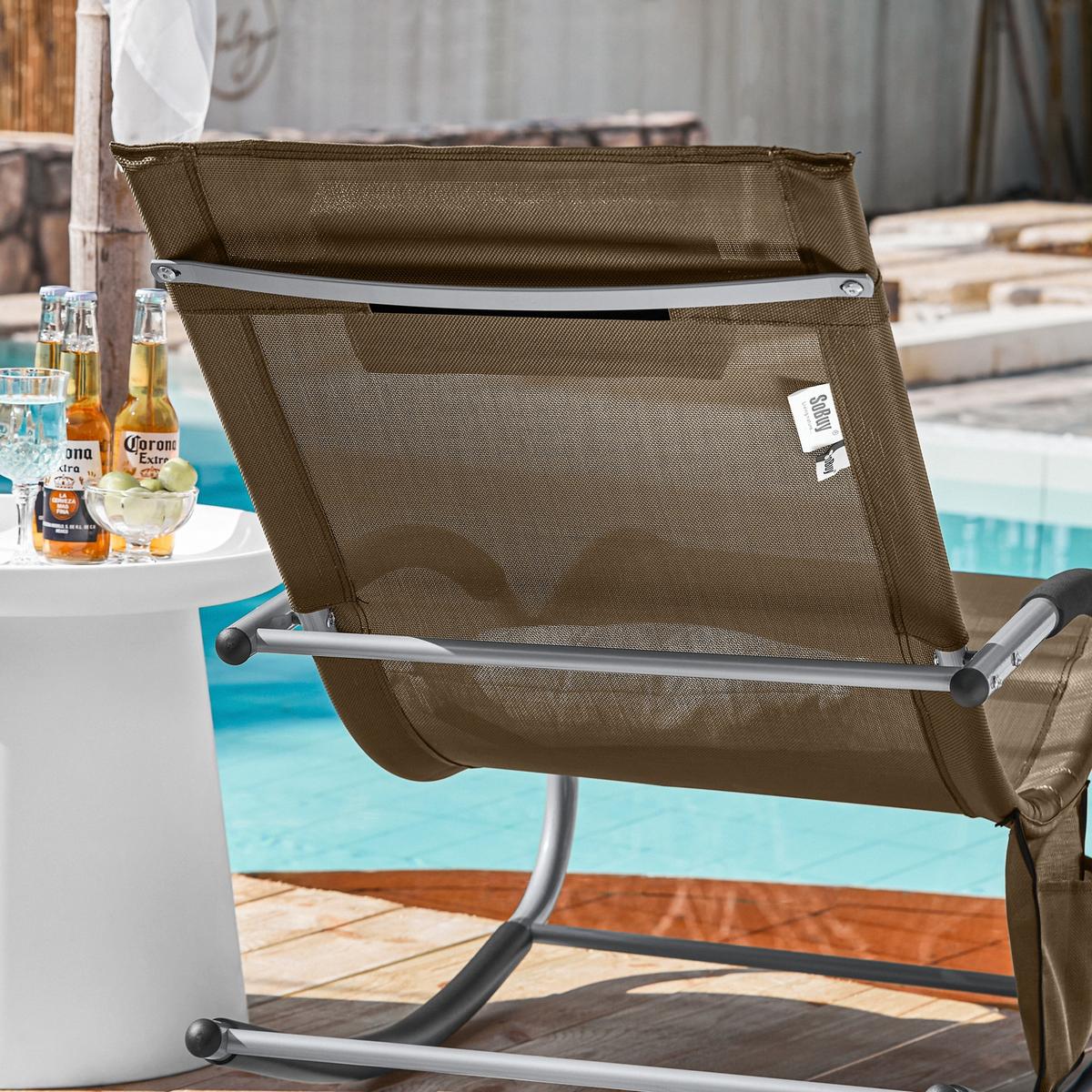 SONNENLIEGE 2 Personen, Gartenliege bis 150kg, Braun - Braun, Metall (63/87/150cm) - SoBuy