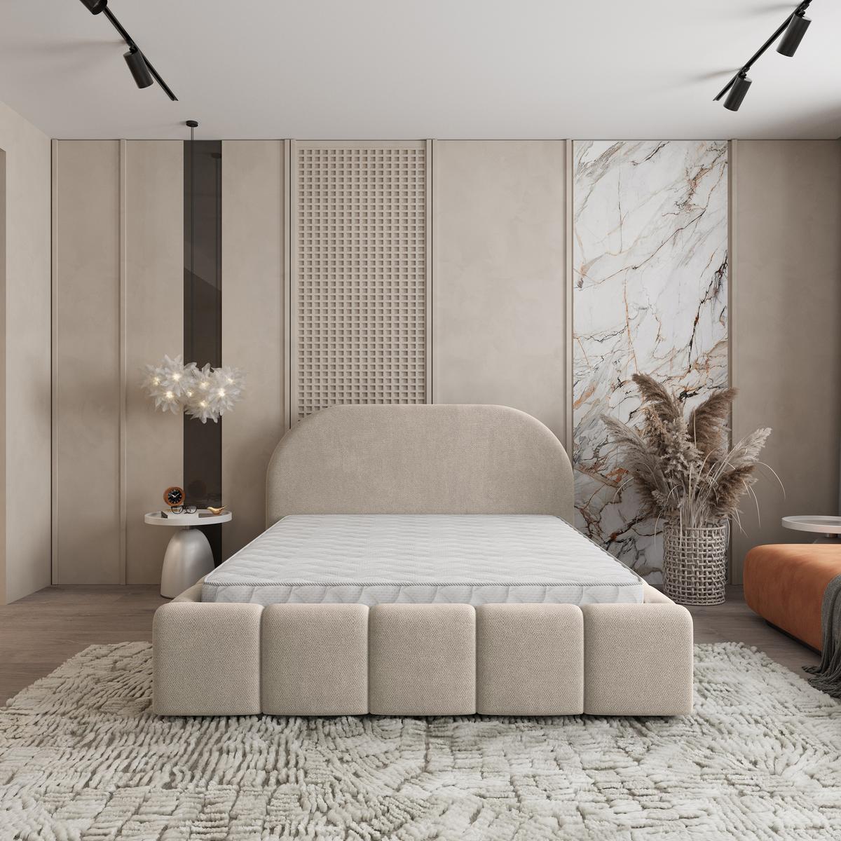 POLSTERBETT FLUSSO 140x200 cm mit Bettkästen - Beige - Beige, Holz (140/200cm) - MASSENO