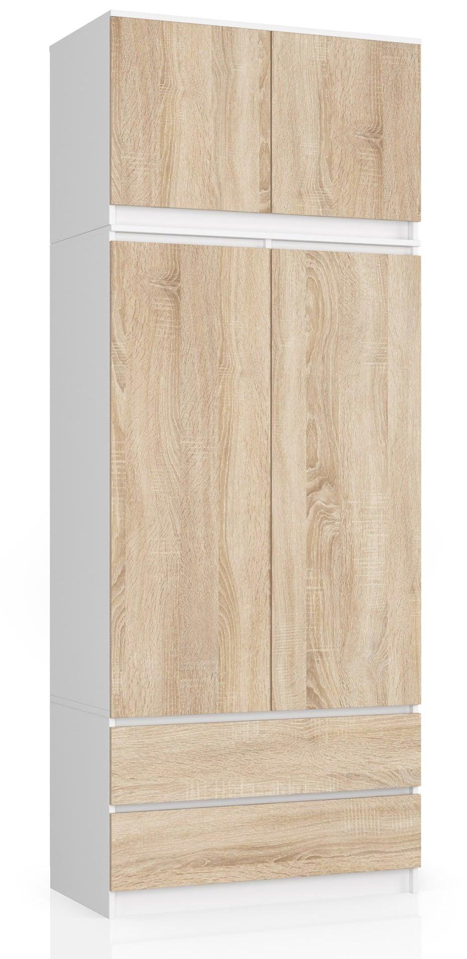KLEIDERSCHRANK Weiß, Eiche Sonoma 234/90/51 - Weiß, Holzwerkstoff (90/234/51cm) - RAUMHIRSCH FURNITURE