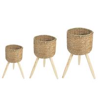 ÜBERTÖPFE NAPARI 3er Set natur - Naturfarben, Holz (29/56/29cm) - IDIMEX