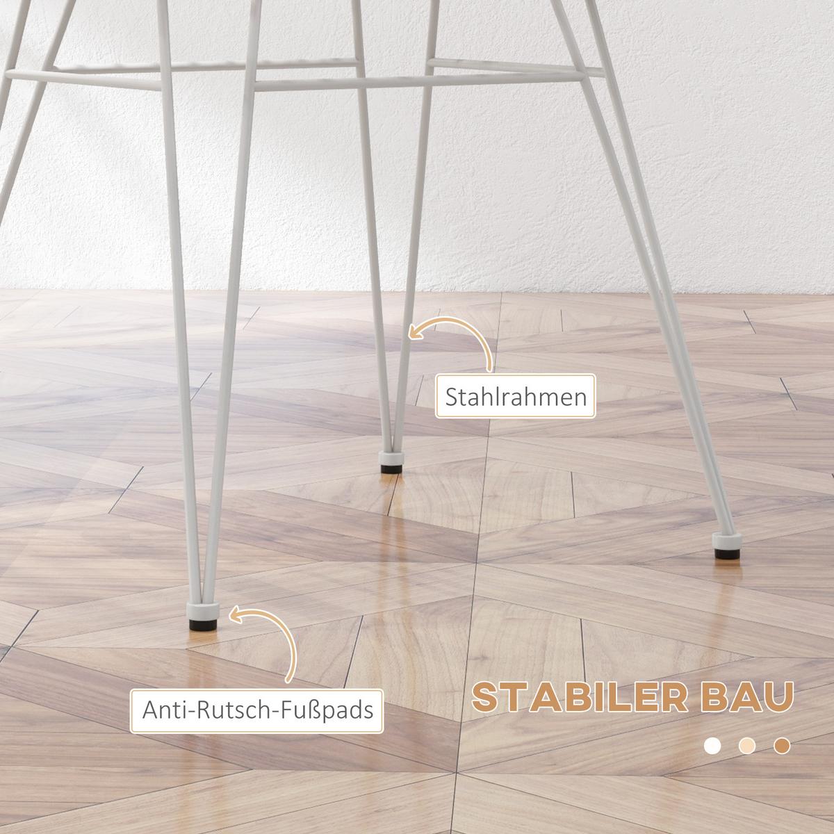 ESSZIMMERSTÜHLE 2er Set Essstuhl mit Rückenlehne Küchenstühle mit Rattenoptik - Hellbraun, Kunststoff (60/79/56cm) - HOMCOM