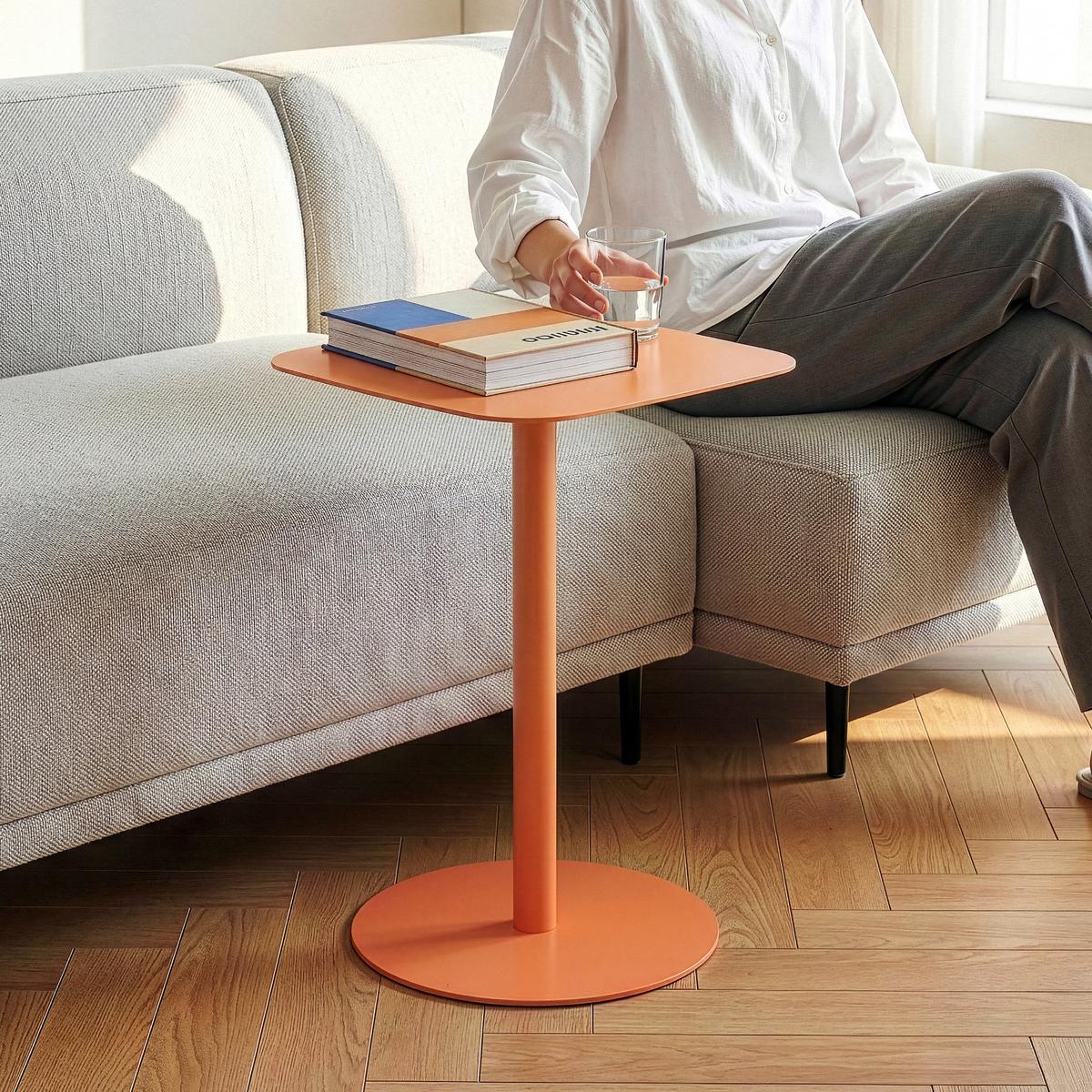 BEISTELLTISCH Nastätten - Orange, Metall (40/40/50cm) - [en.casa]