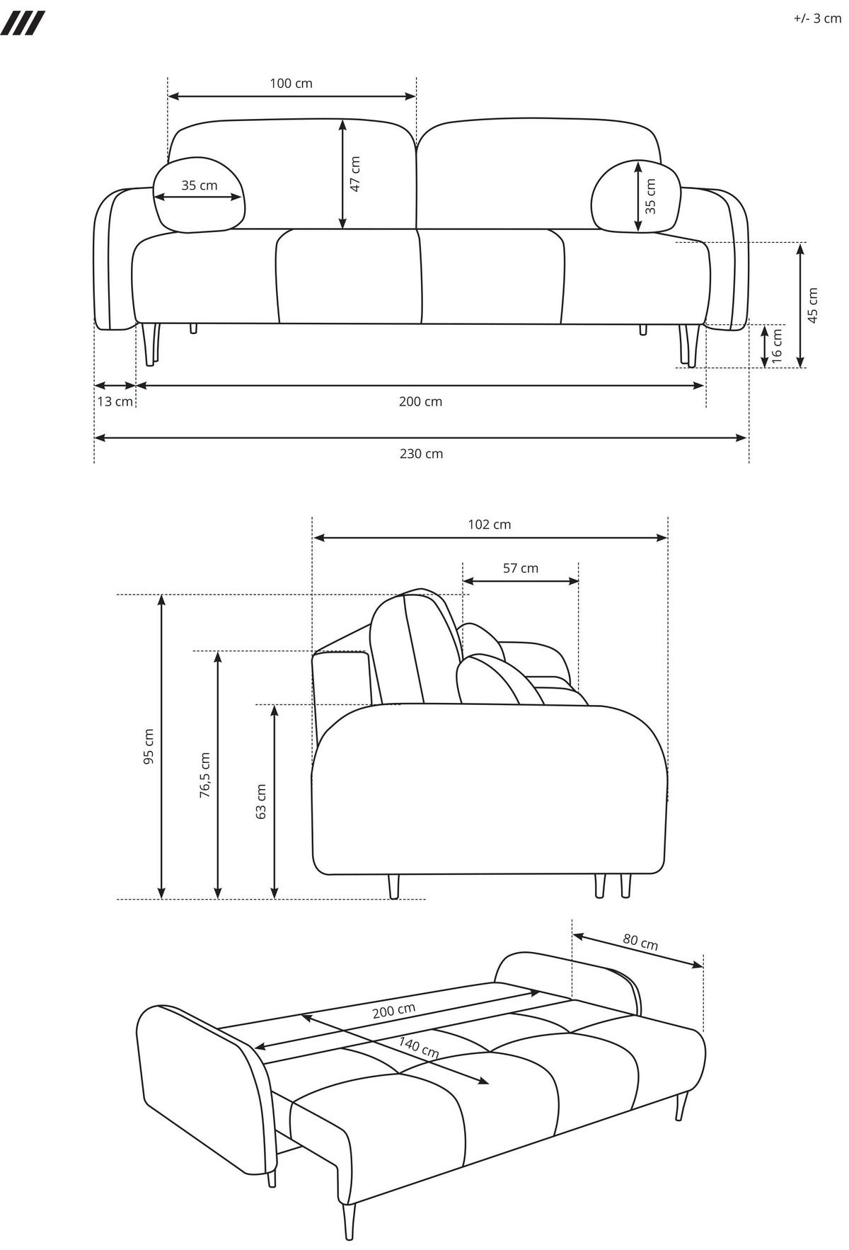 SCHLAFSOFA Betty mit Bettkasten, Dunkelblau 230/95/102 cm - Schwarz/Dunkelblau, Holz/Holzwerkstoff (230/95/102cm) - WFL GROUP