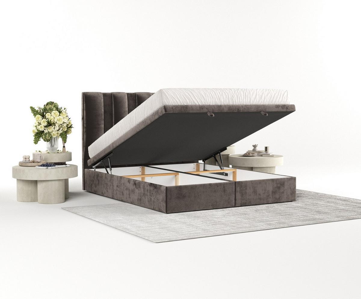 POLSTERBETT Orta mit Stauraum 140/200 cm Braun im Lotta Stoff - Schwarz/Braun, Holz/Holzwerkstoff (140/200cm) - AltaBeds