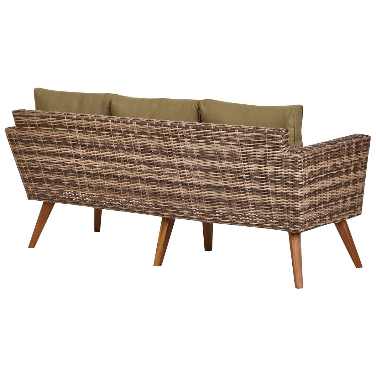 LOUNGE-SET 5-sitzer PE Rattan Olivgrün Vittoria - Beige/Dunkelbraun, Kunststoff - Beliani
