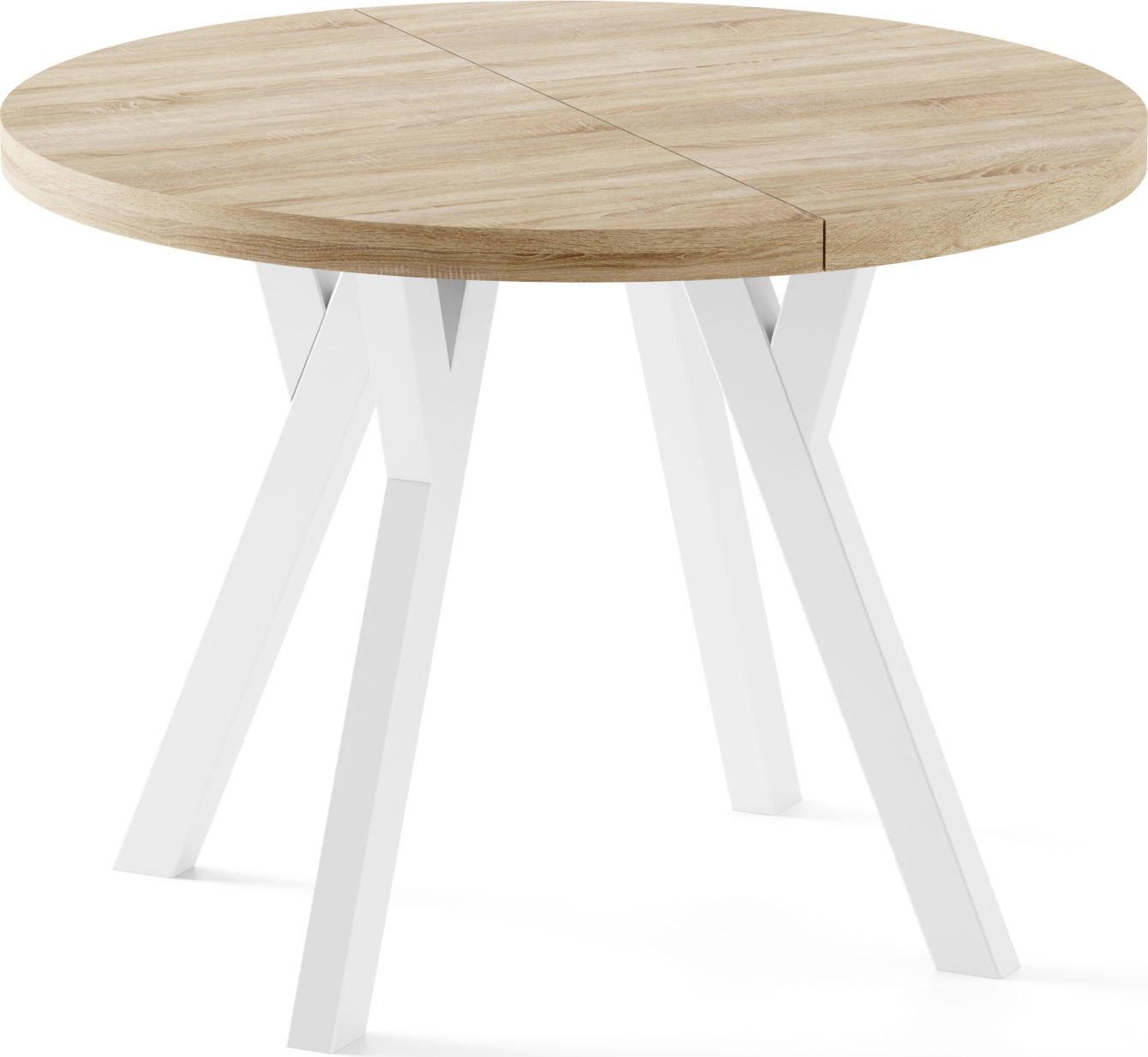 ESSTISCH Twixy XXL groß rund oval ausziehbar, Eiche Hell Braun 100-300/100/76 cm - Weiß/Sonoma Eiche, Holz/Holzwerkstoff (100/300/76cm) - WFL GROUP